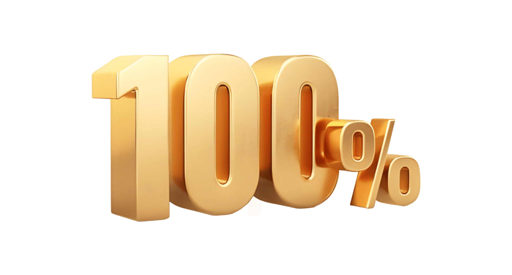 A golden 100% sign with a burst effect, symbolizing a generous bonus offer for forex trading.